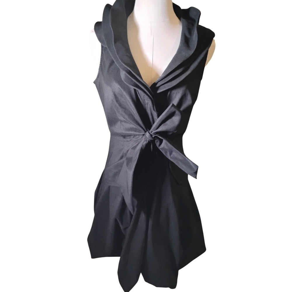Samuel Dong Black Ruffle Accent Cocktail Dress Size Extra Small